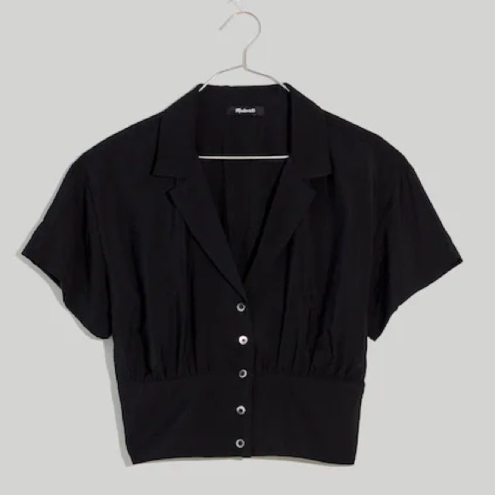 Madewell Drapey Banded-Bottom Button-Down Top - Picture 9 of 9